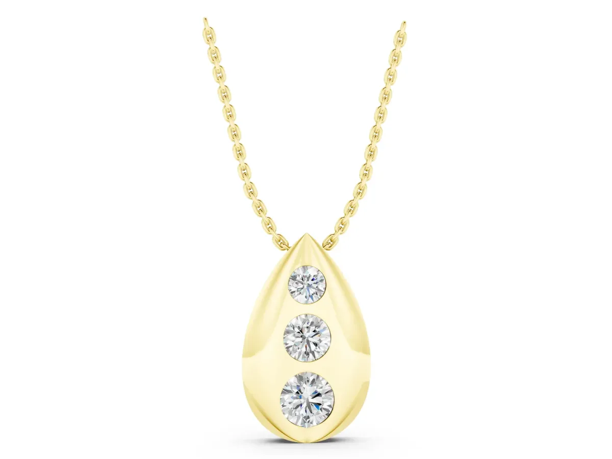 Teardrop Bezel-Set Round Diamond Pendant Yellow gold