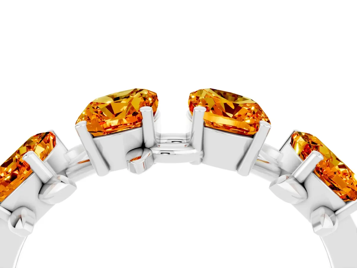 Emerald Cut Citrine Prong-Set Half Eternity Band White gold