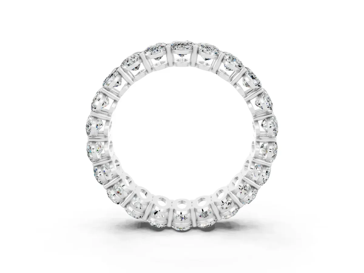 Oval Cut Moissanite Eternity Band with Shared Prong Setting Silver