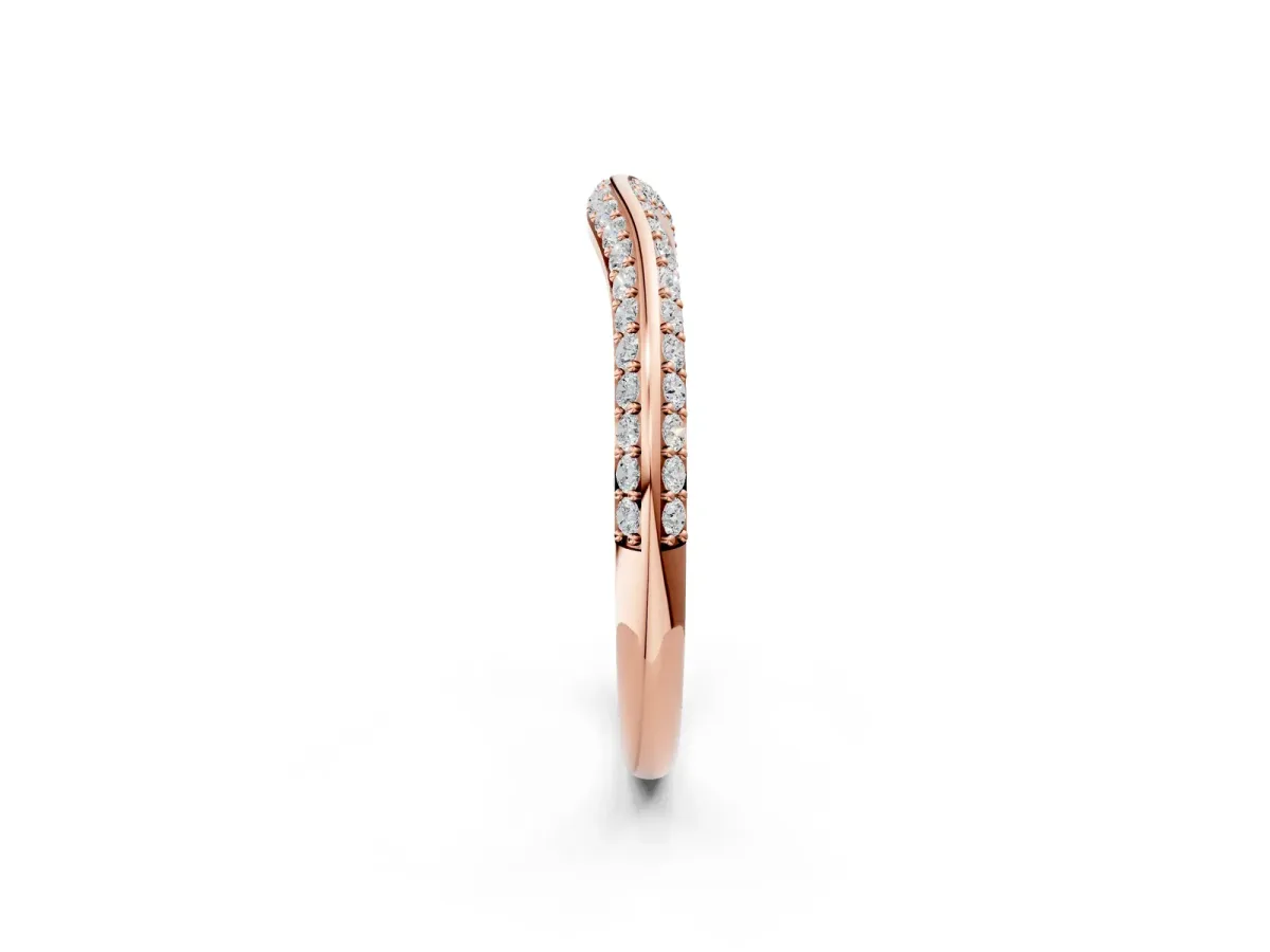 Pavé Round Diamond Wave Band with Shared Prong Setting Rose gold
