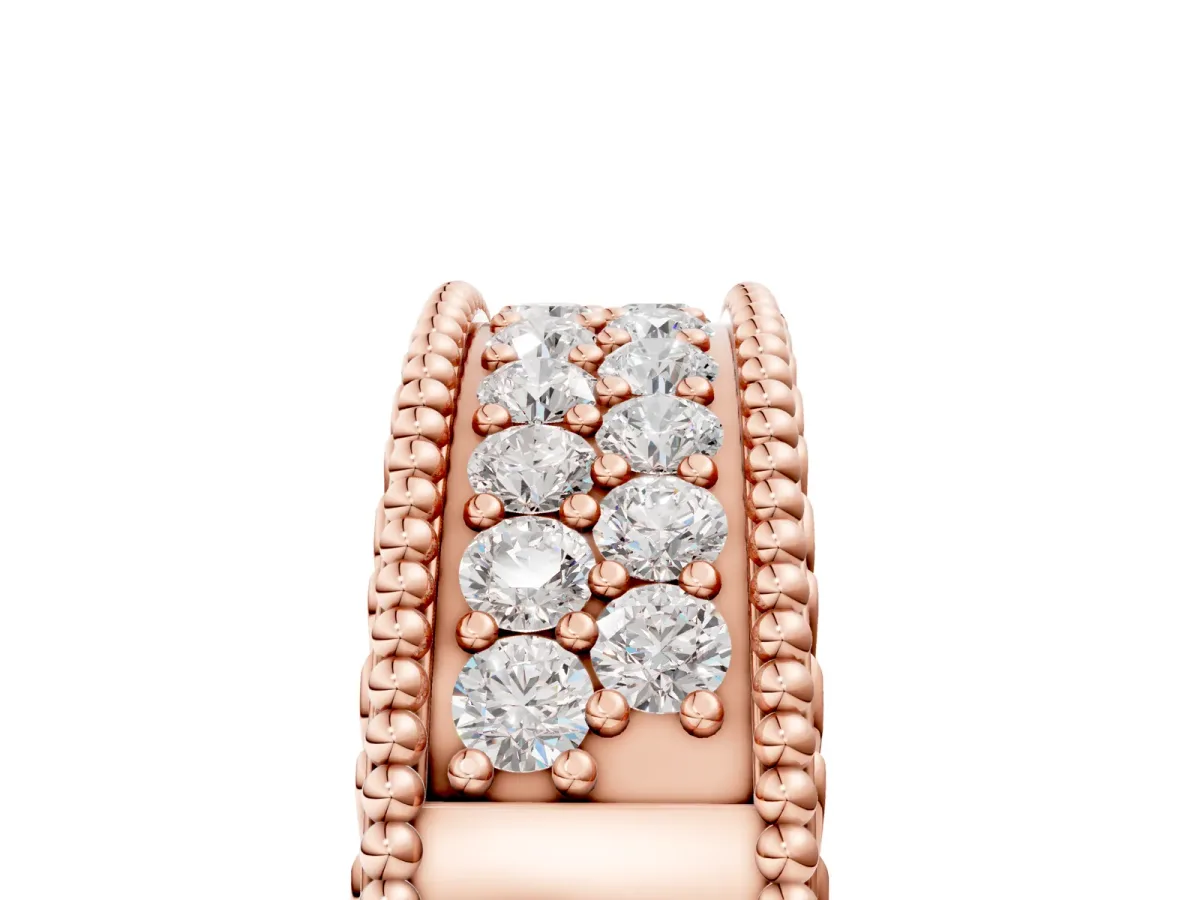 Round Cut Diamond Pave Eternity Band with Bead Prong Setting Rose gold