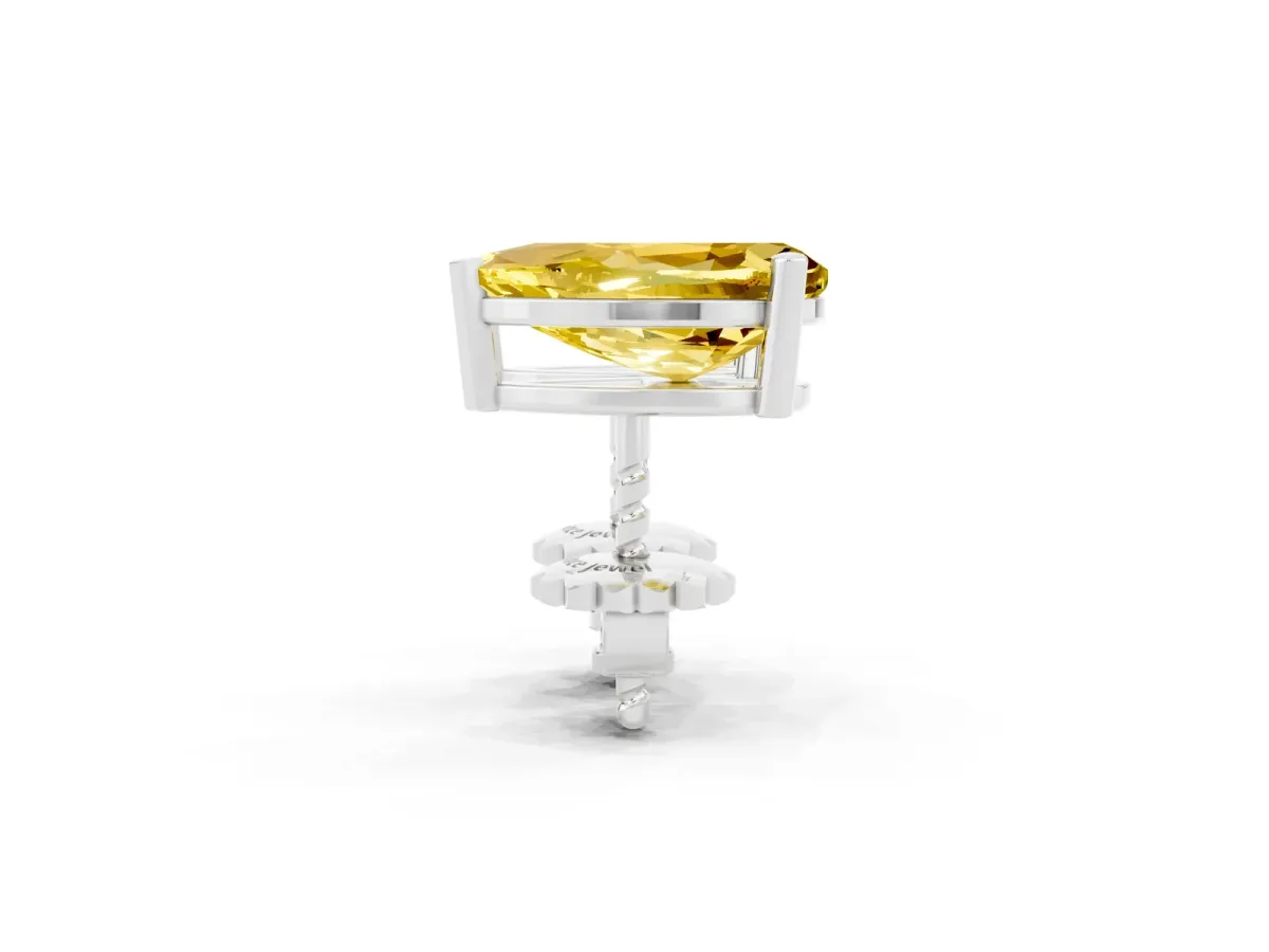 Pear Cut Yellow Sapphire Stud Earrings White gold