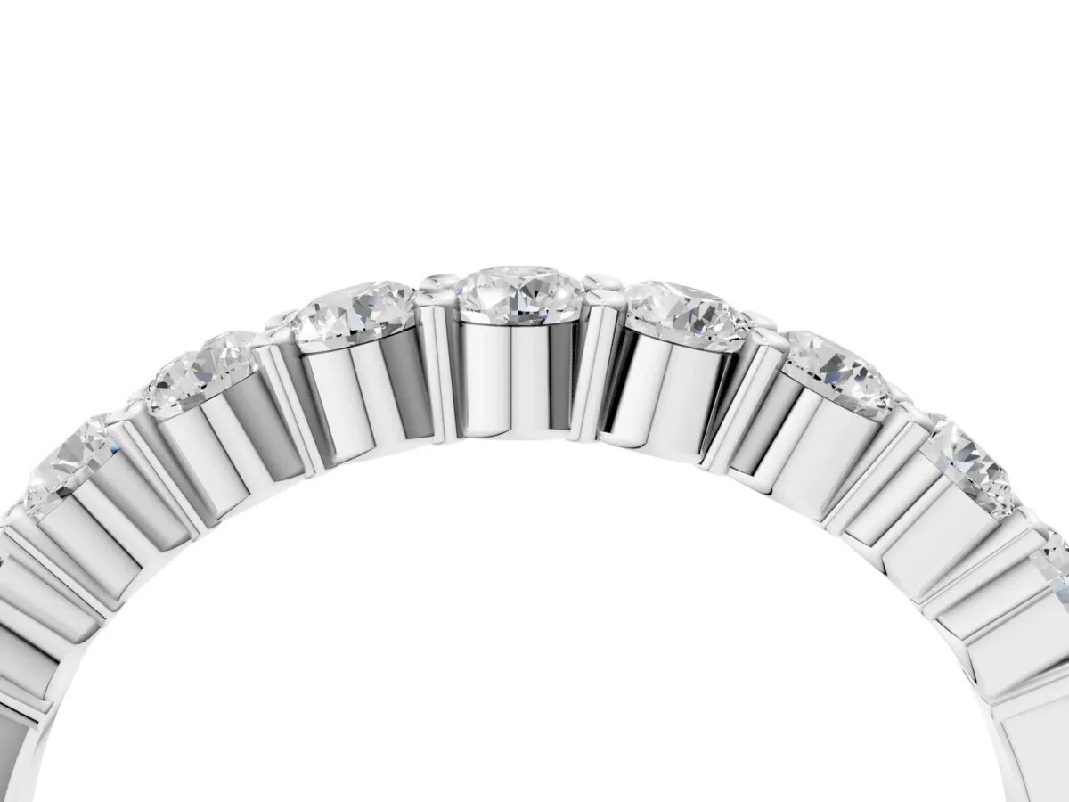 Round Diamond Prong Set Half-Eternity Band Silver