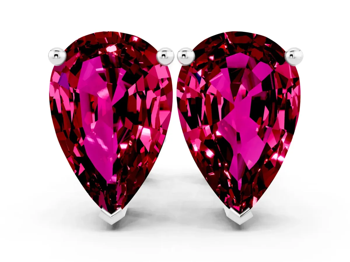 Pear Cut Garnet Stud Earrings Silver