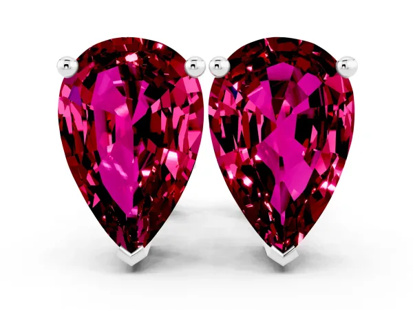 Pear Cut Garnet Stud Earrings Platinum