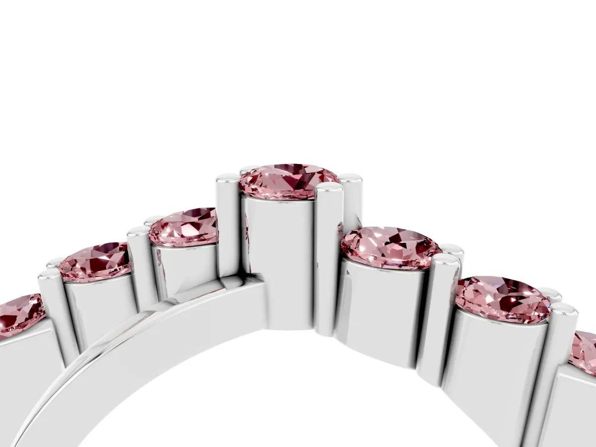 Round Morganite Prong-Set Crossover Band Silver