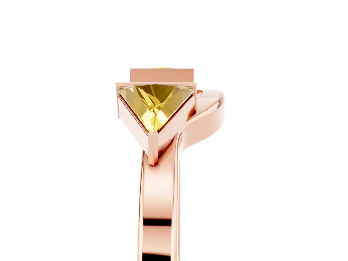 Trillion Yellow Sapphire Open Band Ring with Bezel Setting Rose gold