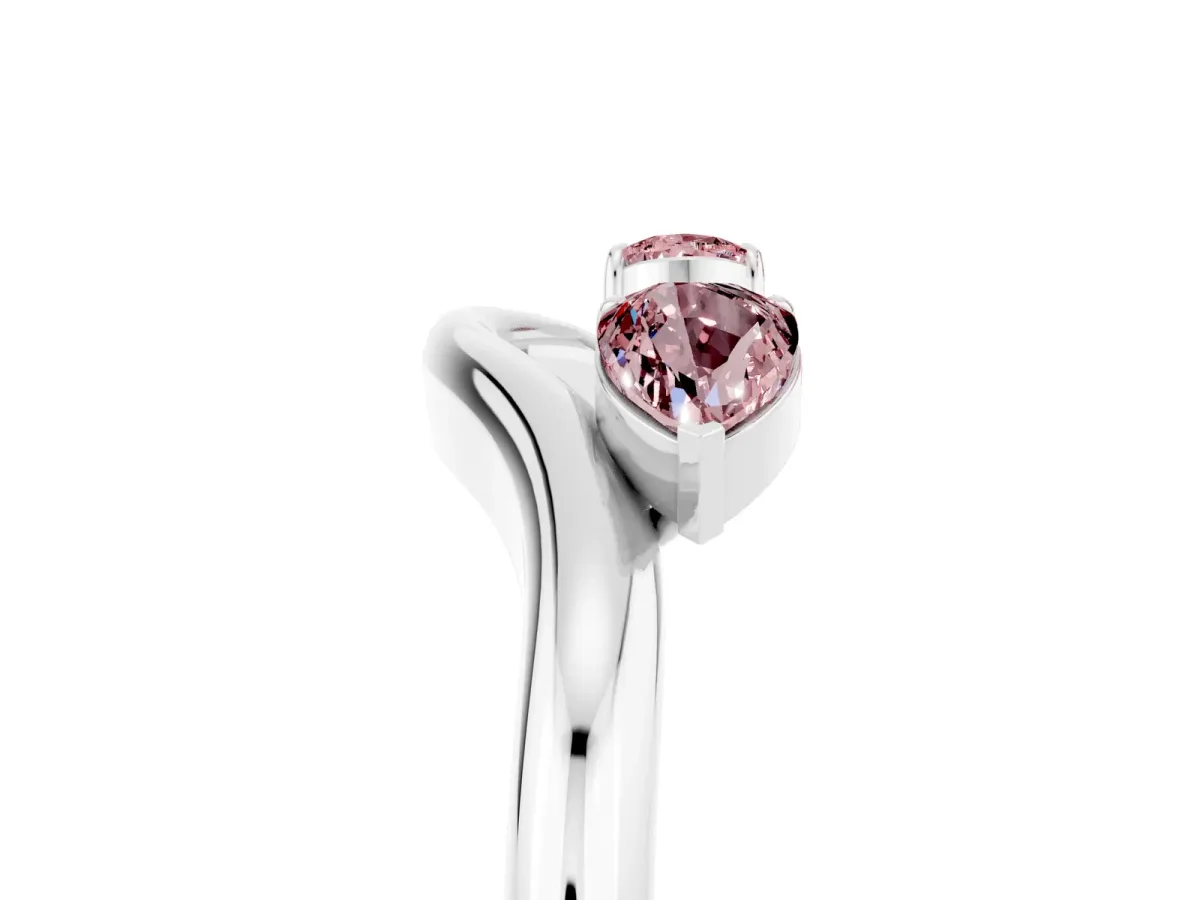 Pear Cut Morganite Two-Stone Open Band Ring with Prong Setting Platinum
