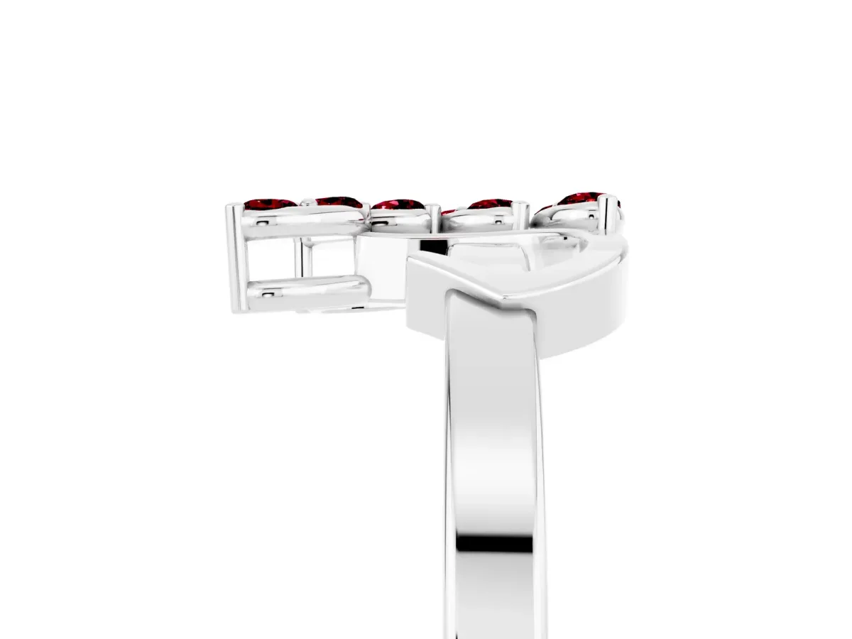 Marquise Garnet Cluster Bypass Ring with Prong Setting Silver