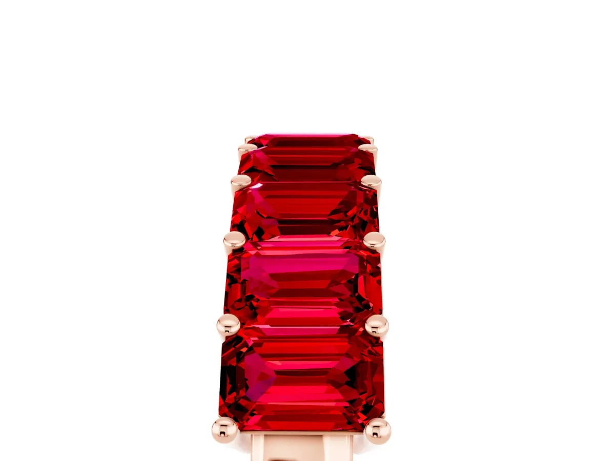 Emerald Cut Ruby Prong-Set Eternity Band Rose gold