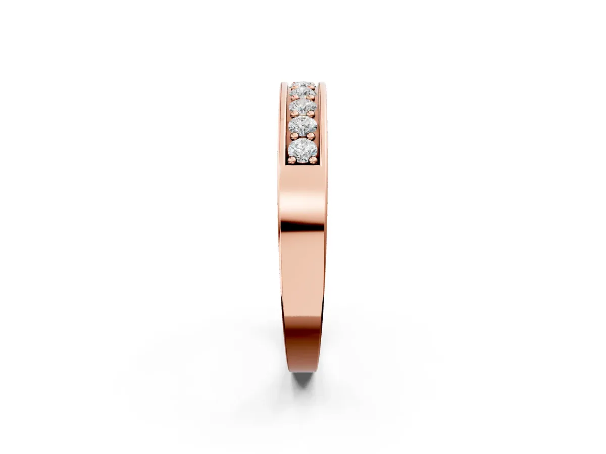Channel-Set Round Diamond Eternity Band with Shared Prong Setting Rose gold