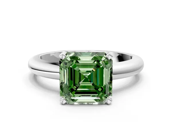 Asscher Cut Diamond Bezel Set Pavé Dome Mens Ring Yellow gold