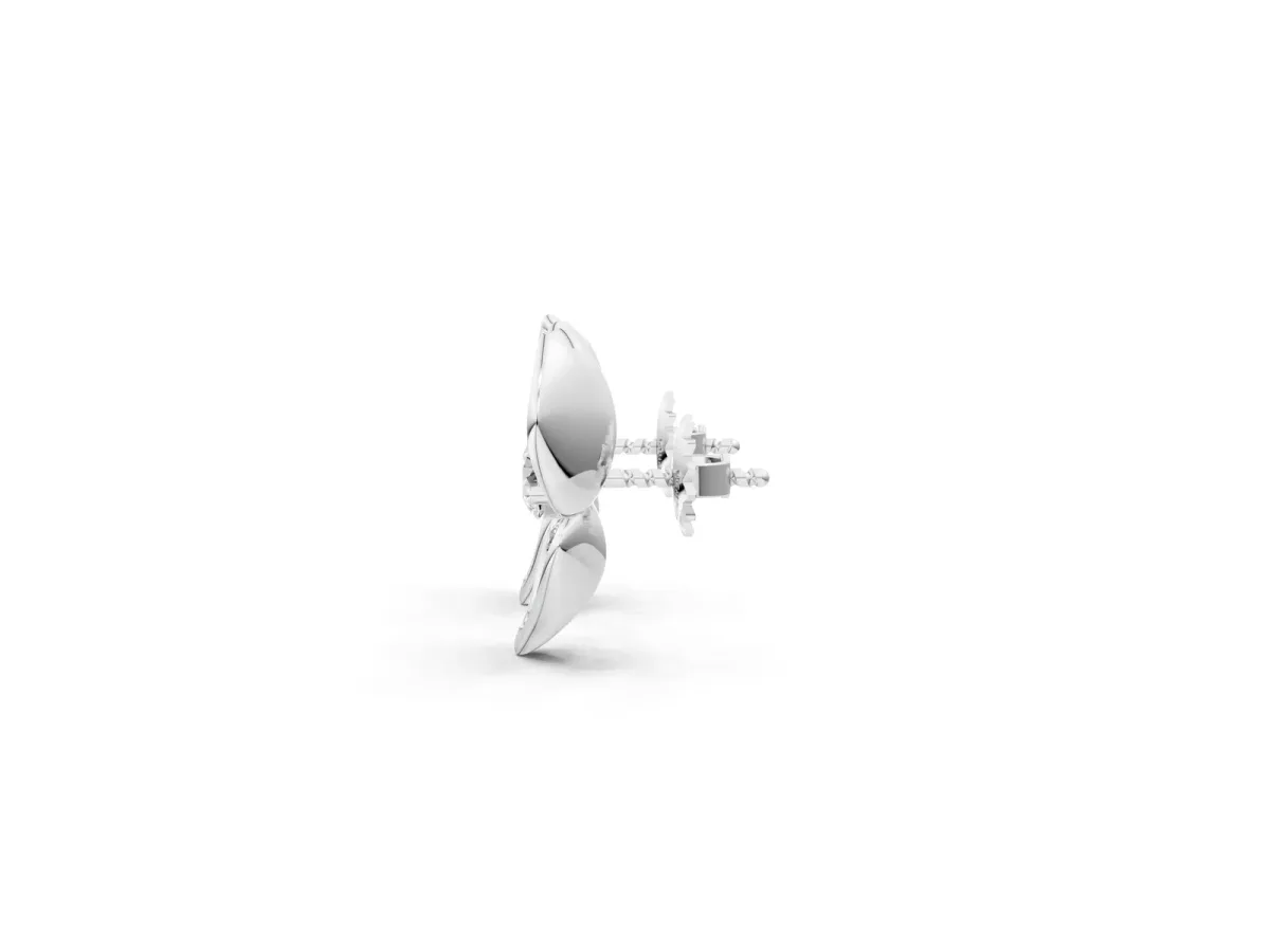 Round Diamond Pavé Flower Stud Earrings Silver