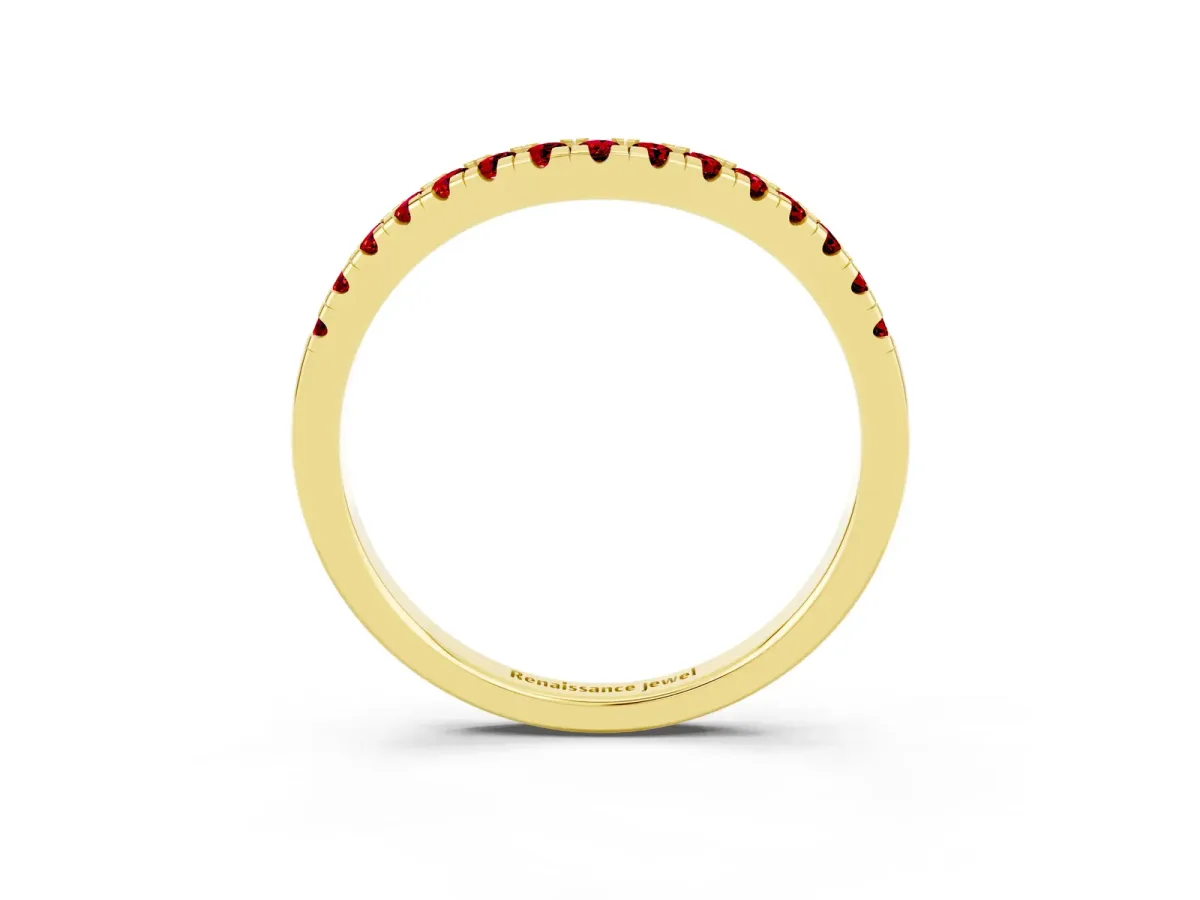 Ruby Pavé Curved Wedding Band Yellow gold