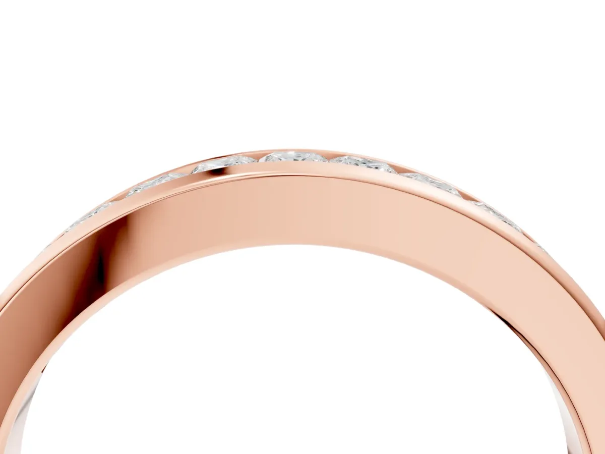 Channel Set Princess Cut Diamond Eternity Band Rose gold