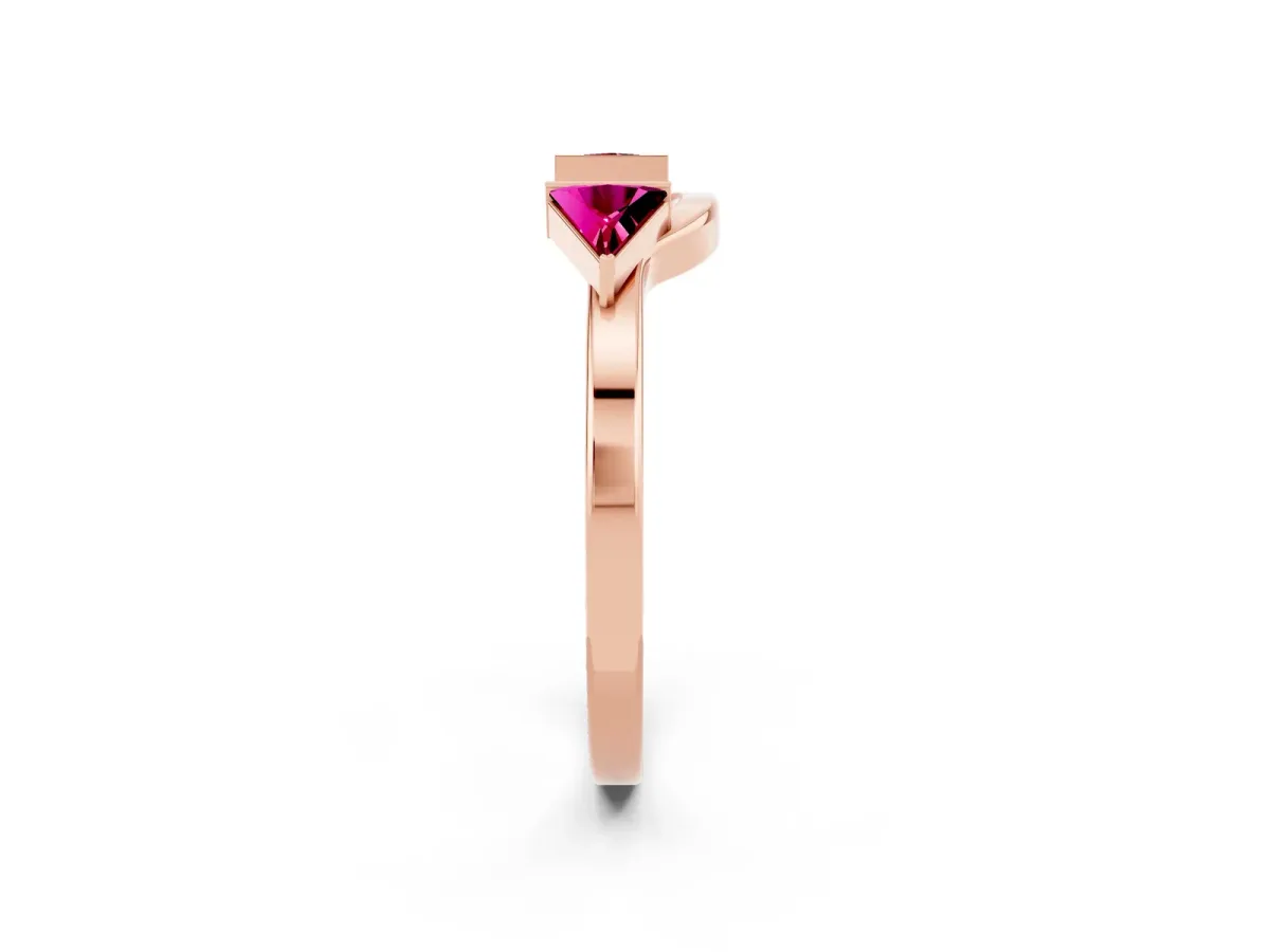 Trillion Garnet Open Band Ring with Bezel Setting Rose gold
