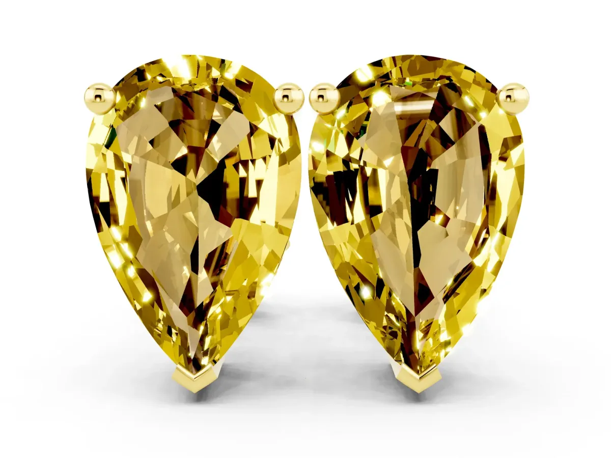 Pear Cut Yellow Sapphire Stud Earrings Yellow gold