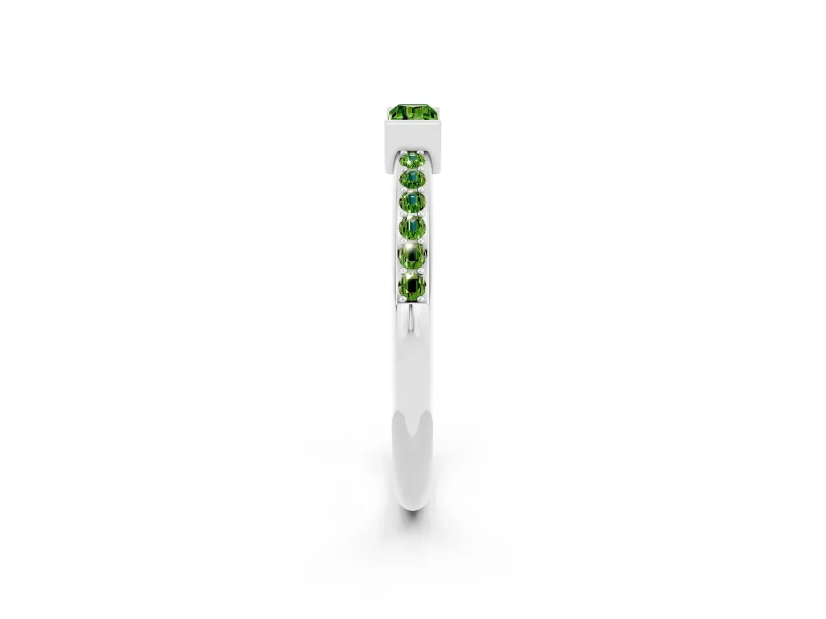 Baguette Peridot Pavé Band with Bar Setting Platinum