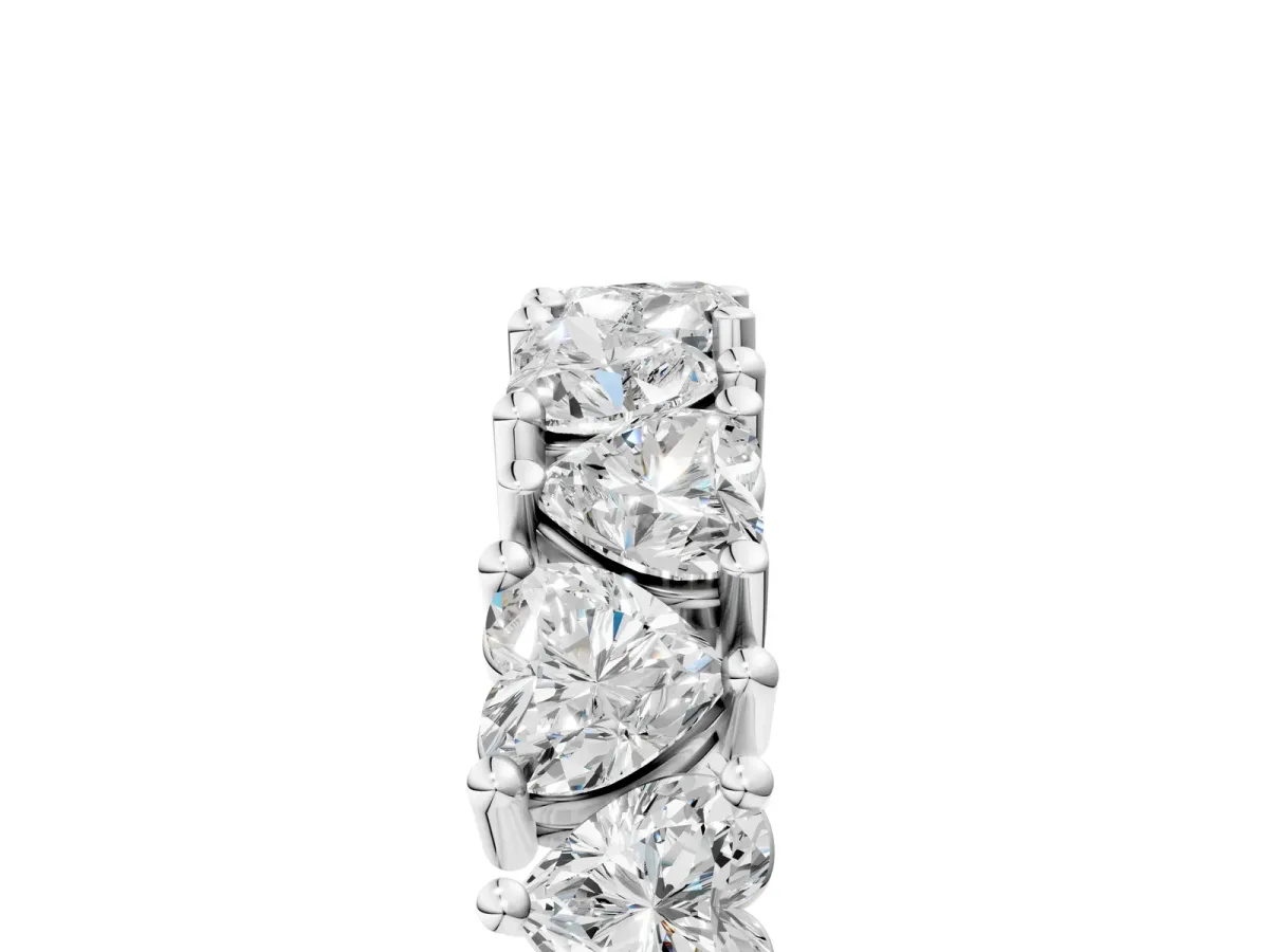 Heart Cut Eternity Band with Shared Prong Setting Silver