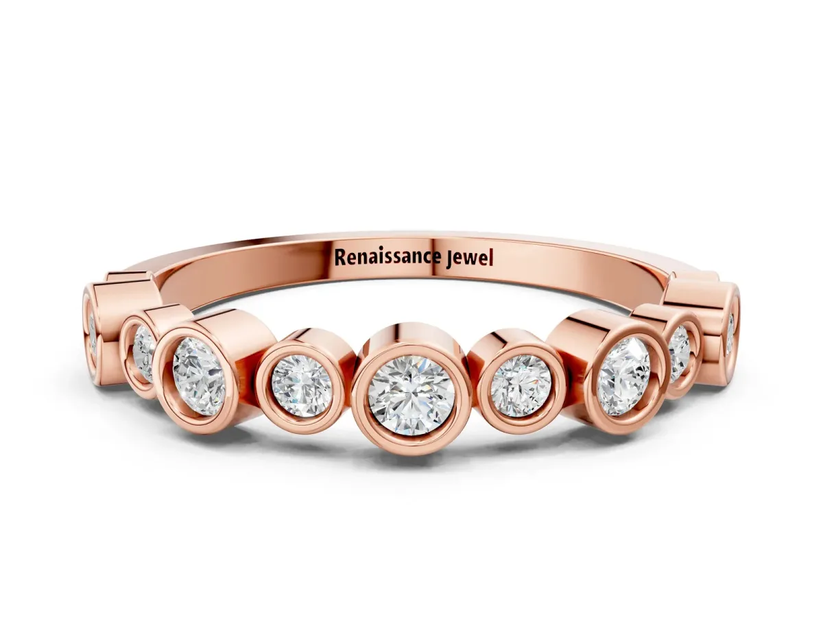 Bezel Set Round Diamond Half Eternity Band Rose gold