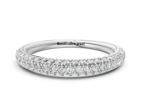 Round Diamond Pave Set White Gold Eternity Band White gold