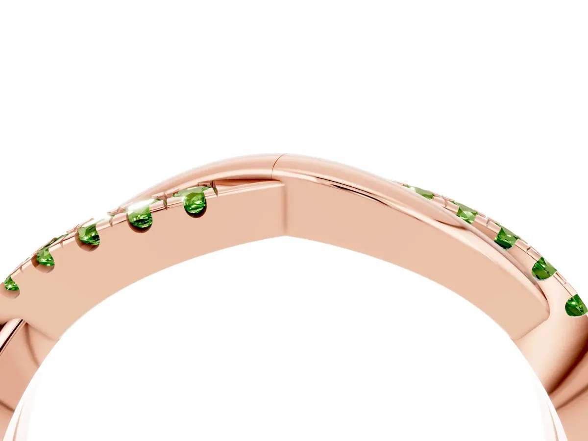 Round Peridot Twisted Infinity Band with Prong Setting Rose gold