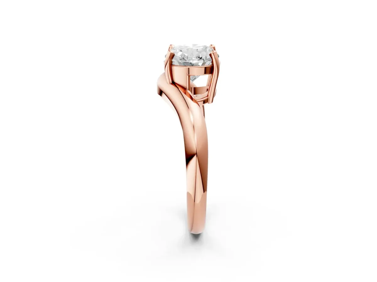 Oval Diamond Twisted Solitaire Ring Rose gold