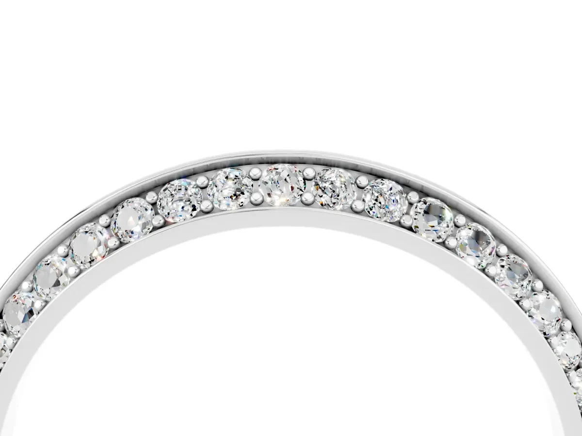 Double Row Pavé Round Moissanite Eternity Band with Channel Setting Platinum