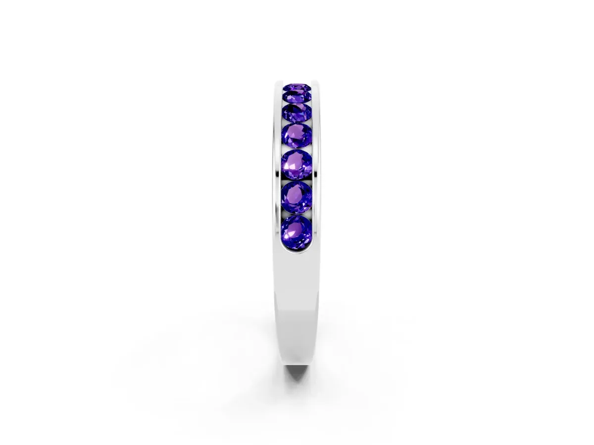 Channel Set Round Tanzanite Eternity Band Silver