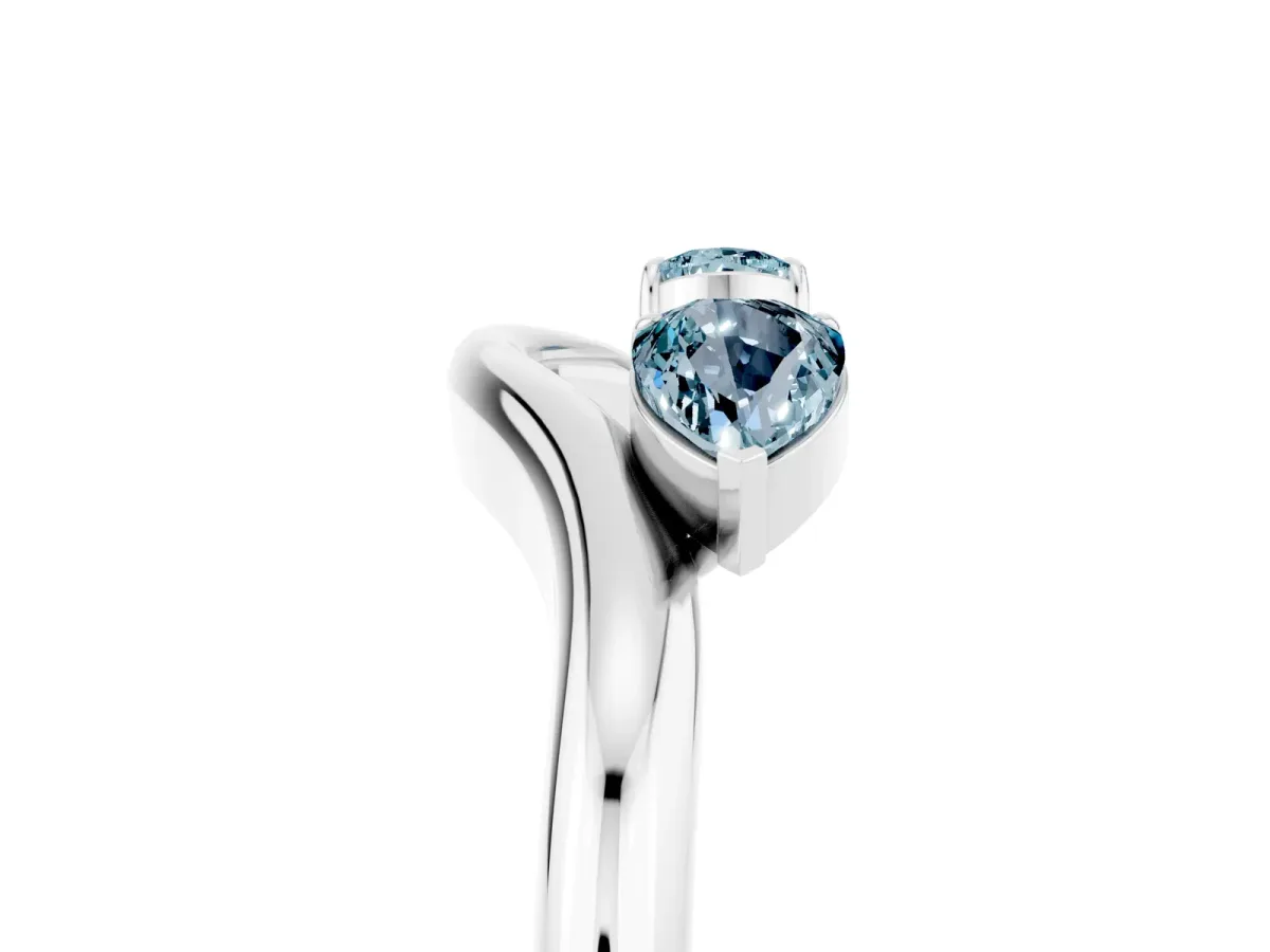 Pear Cut Aquamarine Two-Stone Open Band Ring with Prong Setting Silver