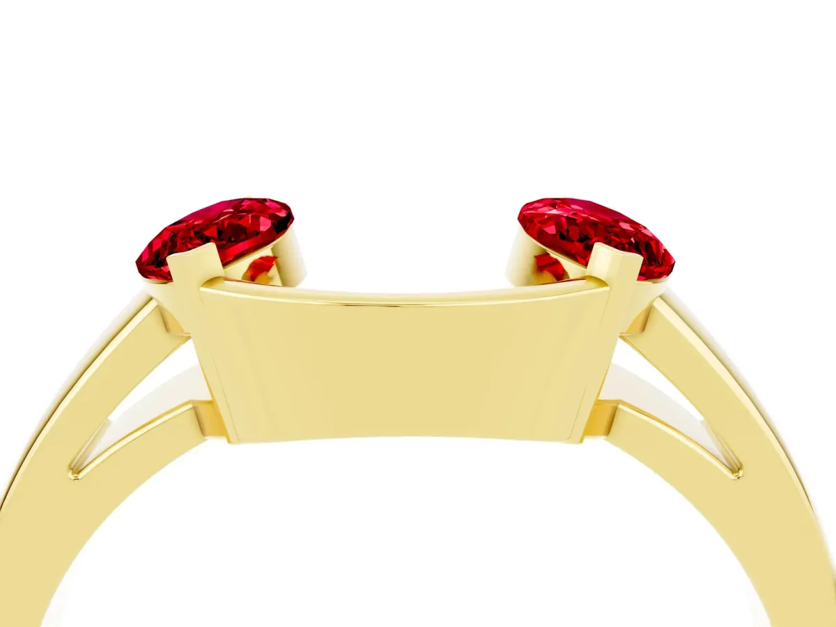 Marquise Ruby Open Band Ring with Tension Setting Yellow gold