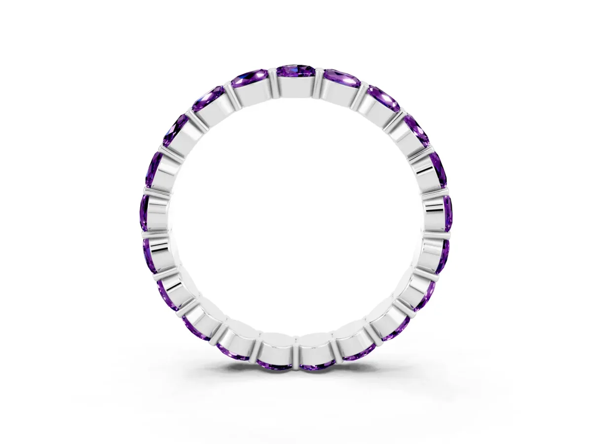 Round Amethyst Eternity Band with U-Prong Setting Silver