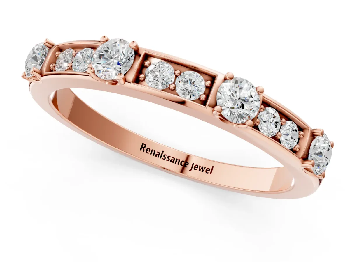 Round Diamond Channel Set Eternity Band with Prong Setting Rose gold