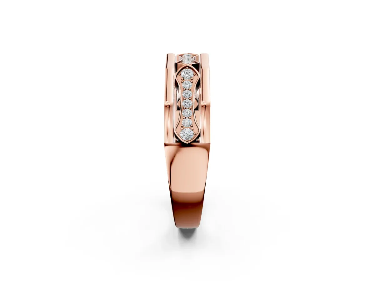Pavé Round Diamond Eternity Band with Bar Prong Setting Rose gold