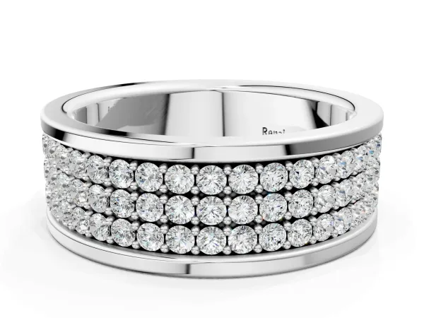Round Diamond Multi-Row Pavé Mens Band Platinum