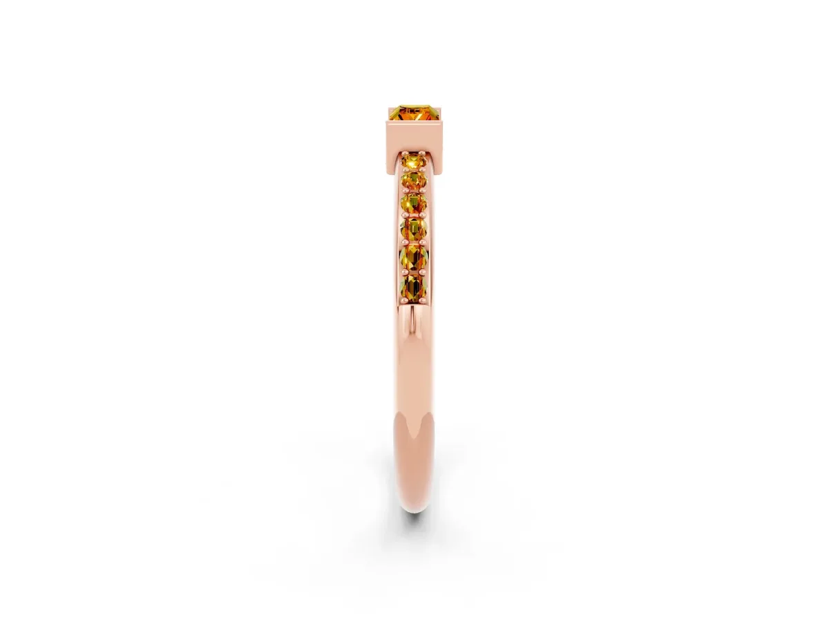 Baguette Citrine Pavé Band with Bar Setting Rose gold