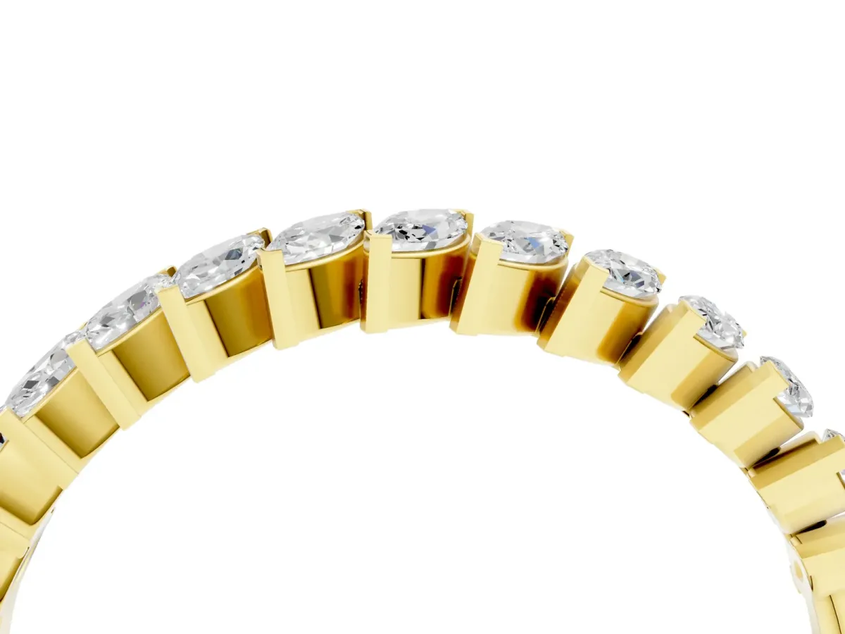 Marquise Diamond Half-Eternity Band with Shared Prong Setting Yellow gold