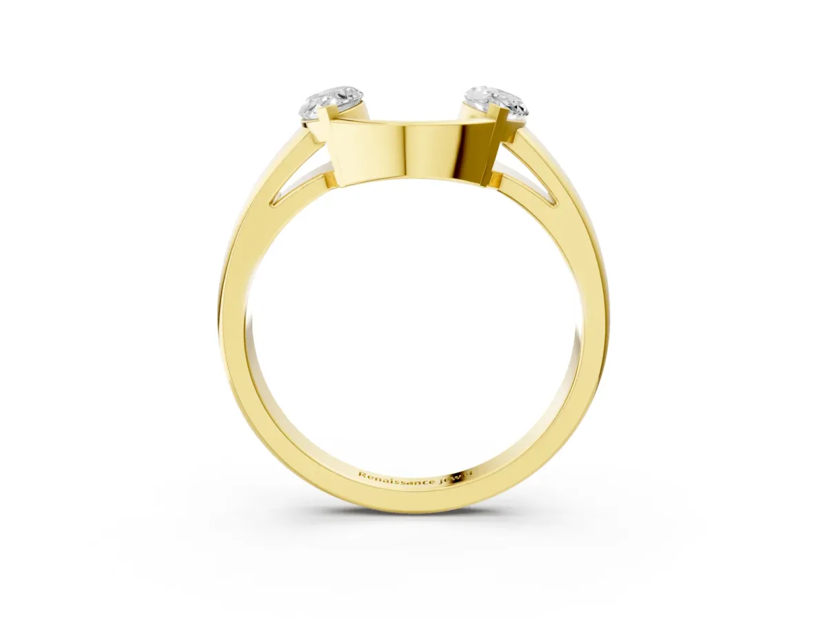 Marquise Diamond Open Band Ring with Tension Setting Yellow gold