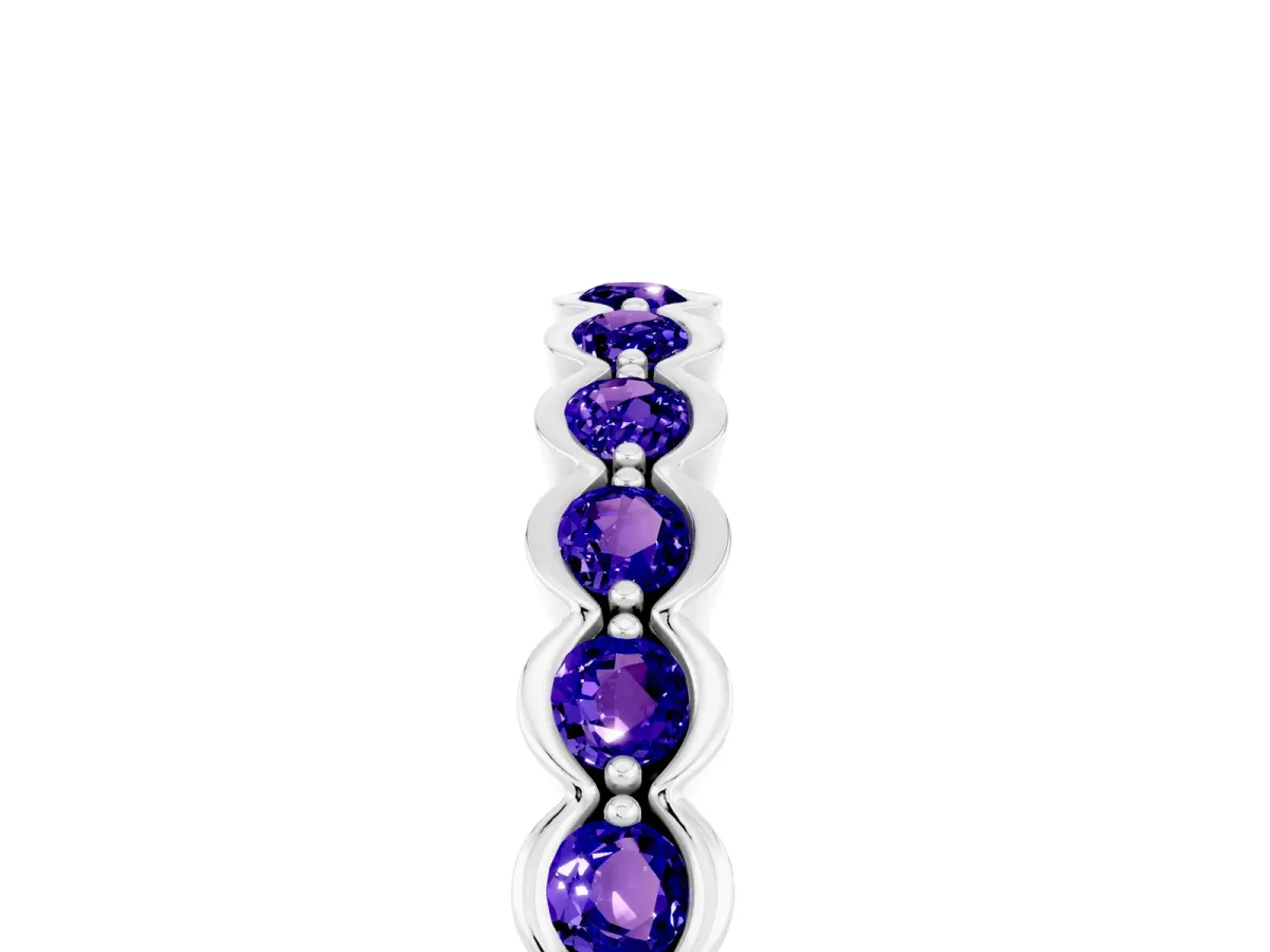 Round Tanzanite Bezel Set Eternity Band Platinum