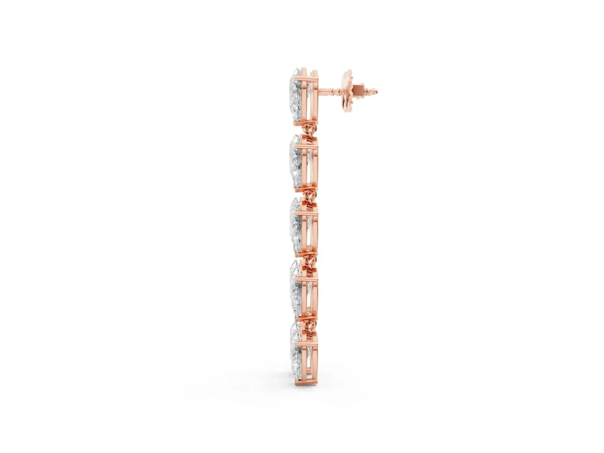 Pear Diamond Dangle Earrings with Pear Diamond Accents Rose gold