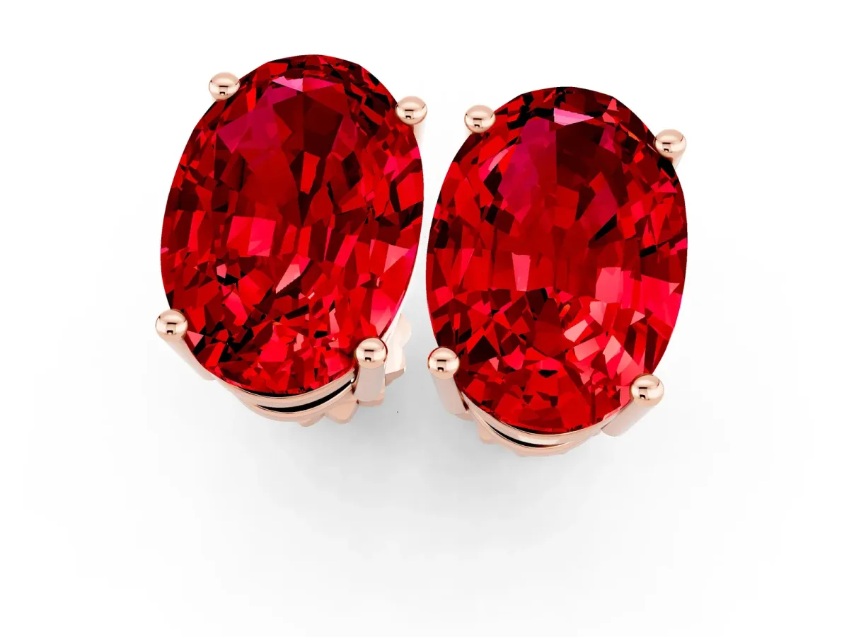 Oval Cut Ruby Stud Earrings Rose gold