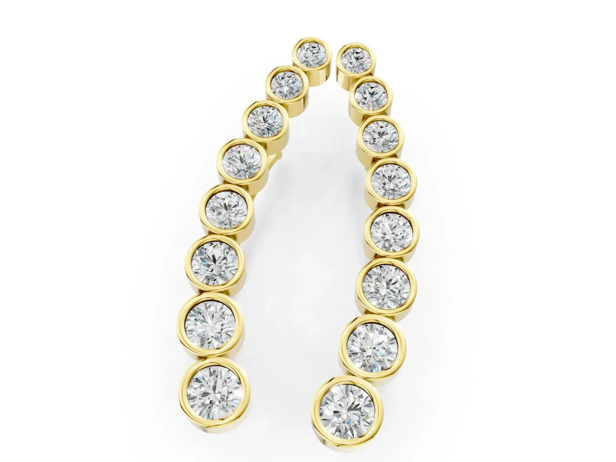 Bezel-Set Round Diamond Climber Earrings Yellow gold