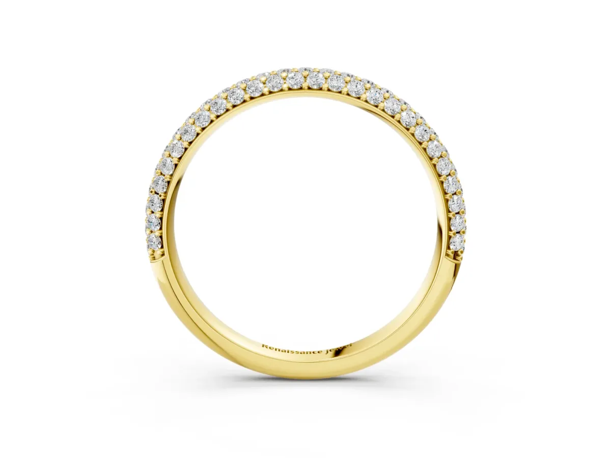 Round Diamond Pavé Eternity Band with Shared Prong Setting Yellow gold