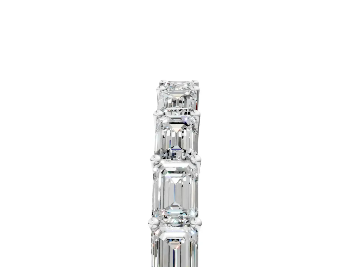 Emerald Cut Diamond Single Row Wedding Band White gold