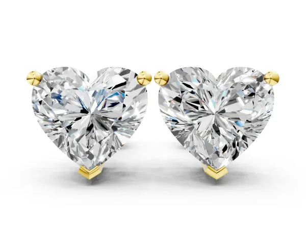 Heart Cut Diamond Stud Earrings Yellow gold