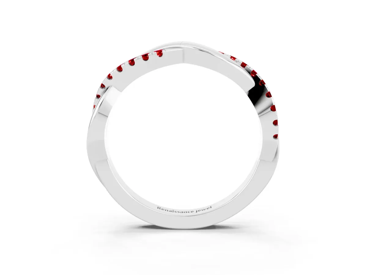 Round Ruby Twisted Infinity Band with Prong Setting Platinum