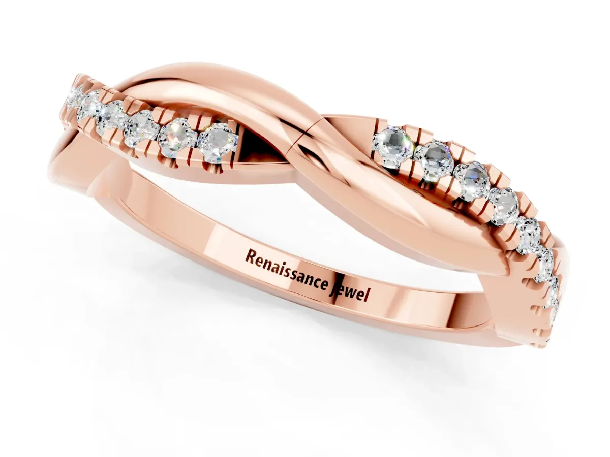 Round Moissanite Twisted Infinity Band with Prong Setting Rose gold