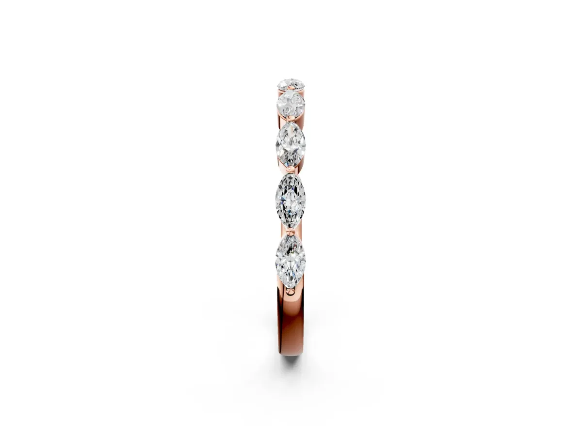 Marquise Diamond Half Eternity Band with Prong Setting Rose gold