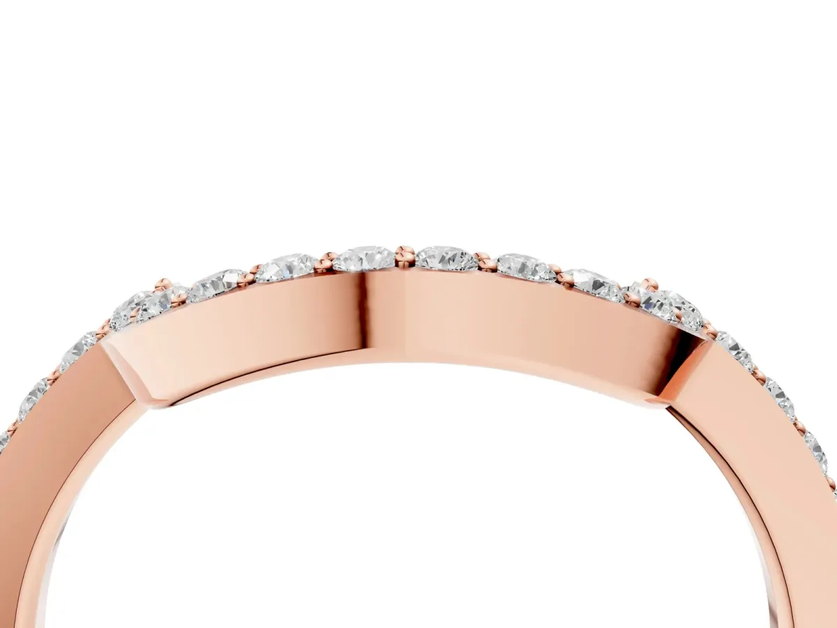 U-Shaped Pavé Round Diamond Contour Band Rose gold