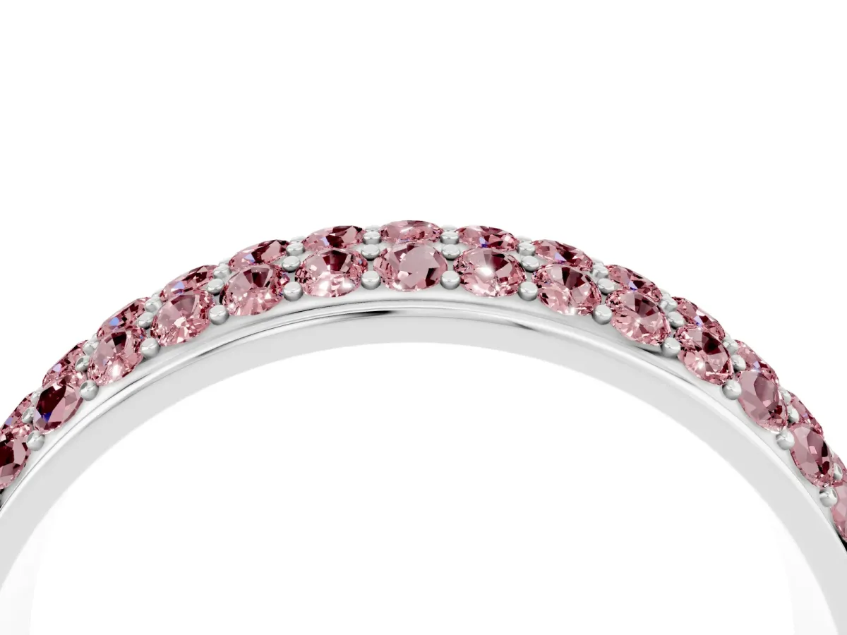 Three-Row Round Morganite Eternity Band with Shared Prong Setting Platinum